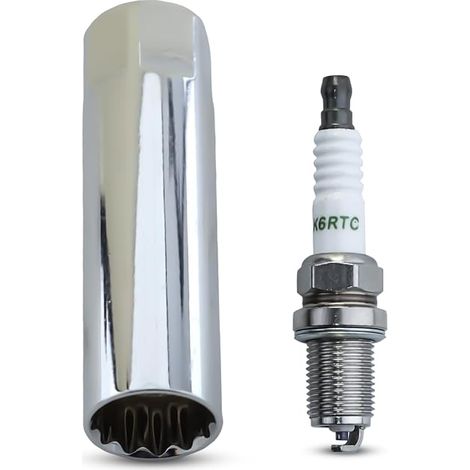 Magnetic Spark Plug Socket 14 mm, Universal Magnetic Spark Plug Key, 3/8 Inch Key Car Spark Plugs Twelve Sided Swivel Spark Plug Socket with Spark Plug (1/5)