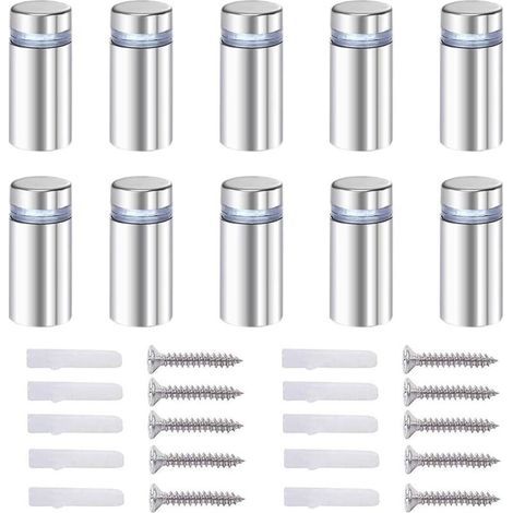 20x Vis d'écartement, verre publicité Axe entretoise Boulon Fix Verre standoff publicité, acier Inox, 12X40mm, avec accessoires de montage à vis (1/4)