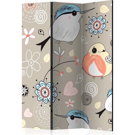Paravent 3 Volets "Natural Pattern with Birds" 135x172cm (1/2)