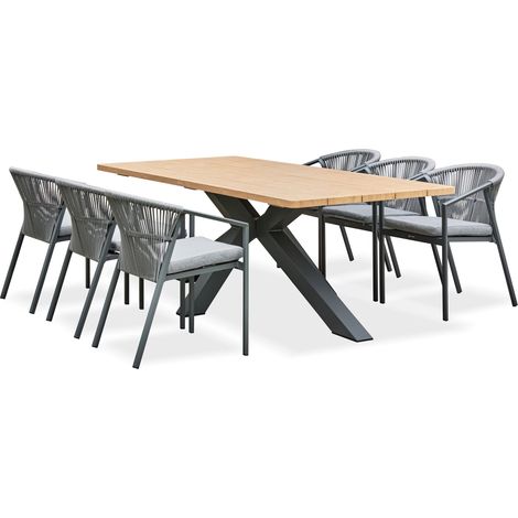 KELIA - Set da pranzo da giardino a 6 posti - Grigio antracite - REMARQUABLE