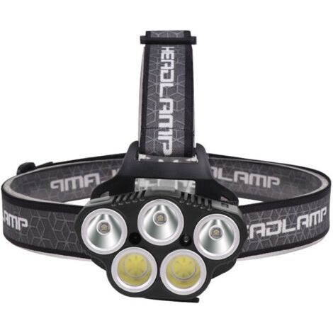 Lampe frontale rechargeable à LED, lampe frontale 5 LED capteur de mouvement étanche 6 modes XPE & COB Phare Torches (1/5)