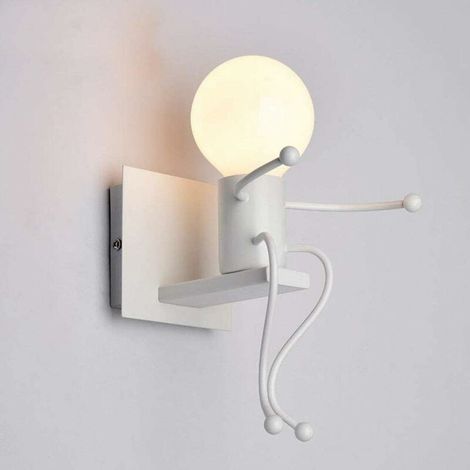 Applique Murale Rétro Fer Vintage Lampe murale Moderne Individuels Applique Métal Lampe pour Bar, Chambre à Coucher, Cuisine, Restaurant, Café, Couloir E27 ,Blanc(Sans ampoule), (1/5)