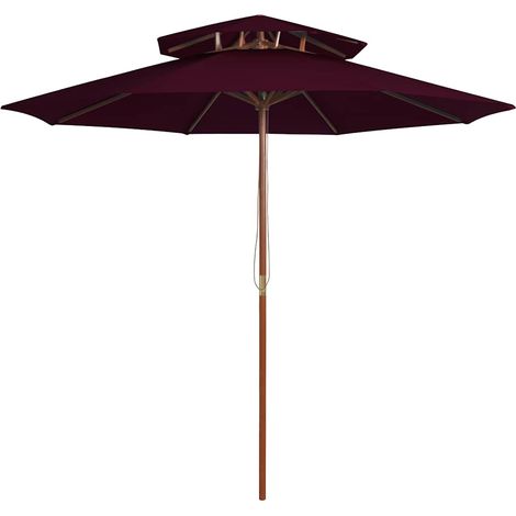 Parasol double avec mât - Parasol de Jardin Parasol déporté en bois Rouge bordeaux 270 cm BV903898 - BonneVie (1/5)