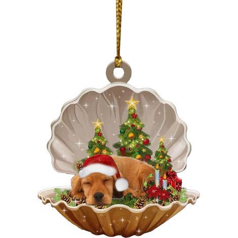 GARRYFIZH Pendentif en acrylique en forme de chien pour voiture, décoration de sapin de Noël, décoration intérieure (1/5)