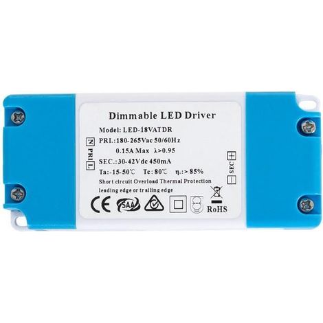 Driver Regolabile TRIAC 180-265V No Flicker Output 30-42V 450mA 18W TRIAC