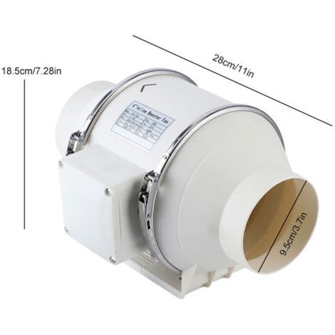 Extracteur d'air,4''Extracteur Ventilateur D'extraction À Faible Bruit En Ligne Conduit Mur Ventilateur D'air Maison Salle De Bains Grandir Salle De Ventilation(4inch 100mm)