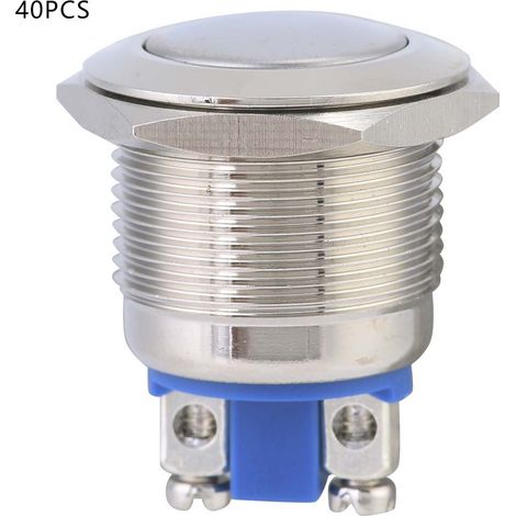 40pcs 19mm Metal Waterproof Momentary Push Button Switch Auto Reset Round Head 2-Pin (1/5)