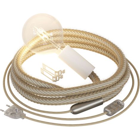 Creative Cables – SnakeBis Corda – Steckdosenlampe mit geflochtenem Jutekabel (1/4)