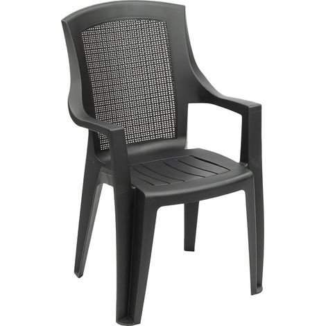 Sedia da Esterno Masainass, una Sedia, Impilabile Made in Italy, Braccioli, Grigio Antracite