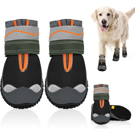 Chaussures pour petits chiens – Bottines d'été imperméables, protections de pattes pour l'extérieur (neige/hiver), bottines en caoutchouc antidérapantes pour parquets, noires, lot de 4 (1/5)