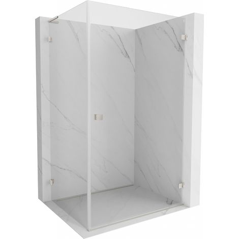 Mexen Lunar-B L Duschkabine Schwenktür Rechts 100 x 90 cm, Transparent, Gebürstetes Nickel - 832L-100-090-97-00-P