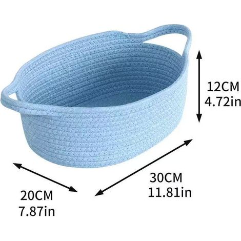 Panier de rangement pour jouets en corde de coton bleue de 3012,520 cm avec poignée, adapté à la maison, à la salle de (1/5)