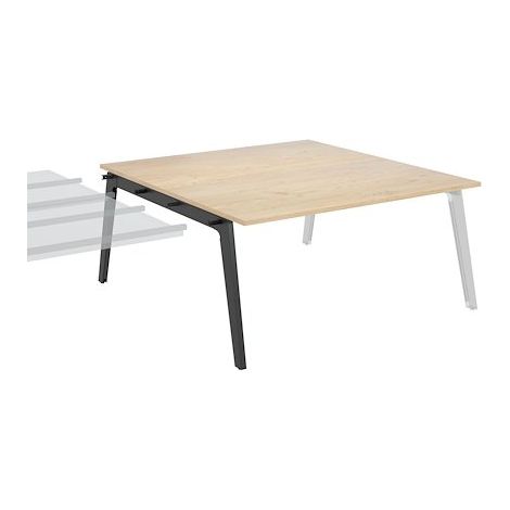 Pôle de 2 bureaux suivants blanc piètement anthracite RAL 7016 + goulotte L 160 cm - Exprim - Maxiburo