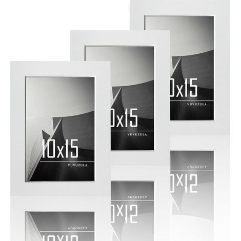 Bilderrahmen 10x15cm Weiß Holz Fotorahmen 4x6 Zoll MDF Rahmen 3er Set (1/5)