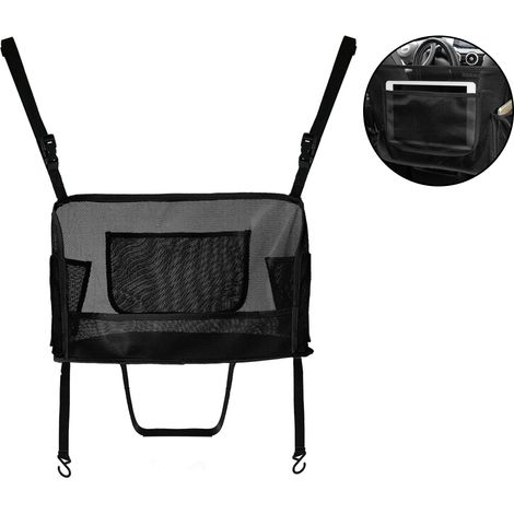 Porte-sac à main en filet pour voiture, porte-sac à main en filet entre les sièges, grand sac en filet pour ranger sac à main, téléphone et documents, organisateur de siège arrière compatible avec la