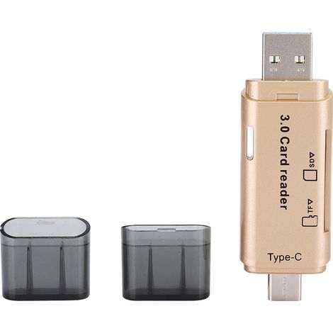 Lecteur de carte multifonction pour téléphone et ordinateur, convertisseur de stockage portable USB 3.0 (Doré) (1/5)