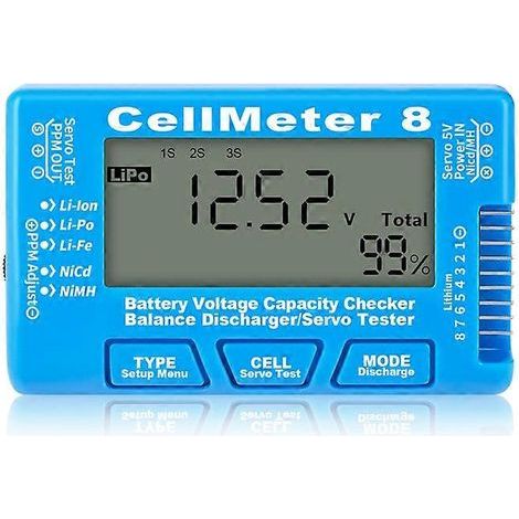 Testeur de capacité de batterie numérique RC Cellmeter 8, contrôleur et testeur de tension pour batteries Li-Ion, NiMH et NiCd (1/5)
