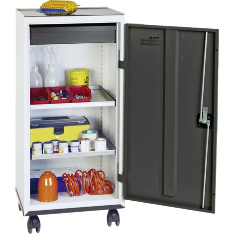 Stumpf Armoire à outils et matériaux Série 3000 gris clair / gris anthracite + 1 tiroir 100 mm + 2 étagères coulissantes sur roulettes - 3093171