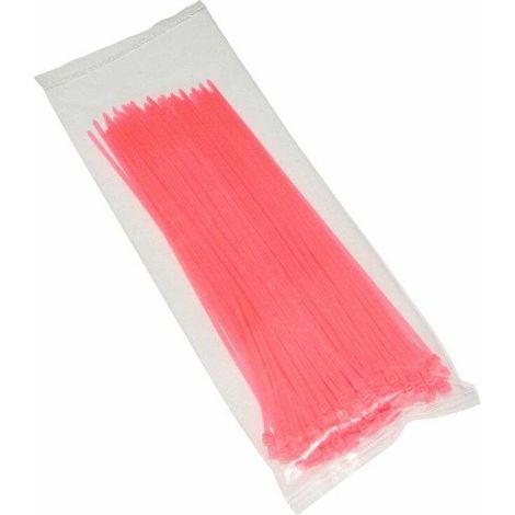 Collier de serrage plastique 200mm nylon 2,5mm attache serre câble universel rose (100 pcs)