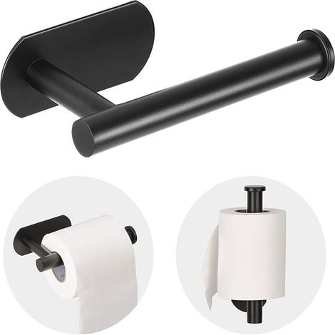 Porte-Papier Toilette - Acero Inoxidable SUS 304 - Montaje Sin Perforación - Acabado Negro Mate - Para Baño - 1 Unidad (1/5)