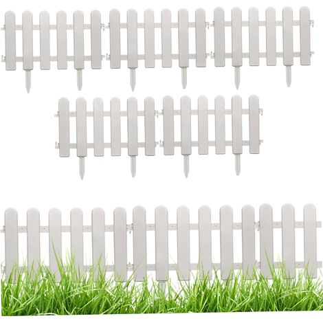 Lot de 5 palissades blanches de 50, 8 x 30, 5 cm pour jardin en plastique flexible avec boucle connexion, bordure paysage avec piquet pour cour, pelouse, patio, extérieur, panneaux en plastique (1/5)
