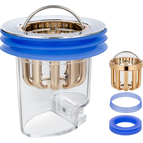 Ablaufpumpe mit Haar- und Wasserfilter, geräuscharm, platinbeschichtet, Durchmesser 3,2–4,4 cm, geruchs- und insektenabweisend (1/5)