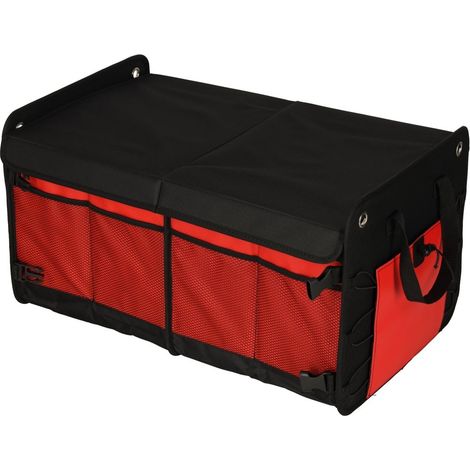 Organisateur de coffre de voiture 58 x 37 x 32 cm, noir et rouge, 60 L, pliable, poches latérales, rangement (1/5)