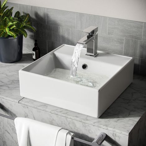 Leven 385 x 385mm Cloakroom Square Counter Top Basin Sink (1/5)
