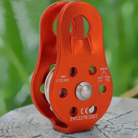 Poulie d'escalade en alliage d'aluminium - - Bloc de poulie à corde simple - Pour corde de 12 mm - 26KN (1/4)