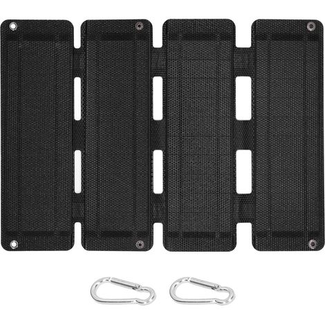 Faltbares 14-W-Solarpanel mit zwei USB-Ladeanschlüssen (0–2,5 A, 20,5 % Wirkungsgrad) für den Außenbereich, 5 V, Schwarz (1/5)