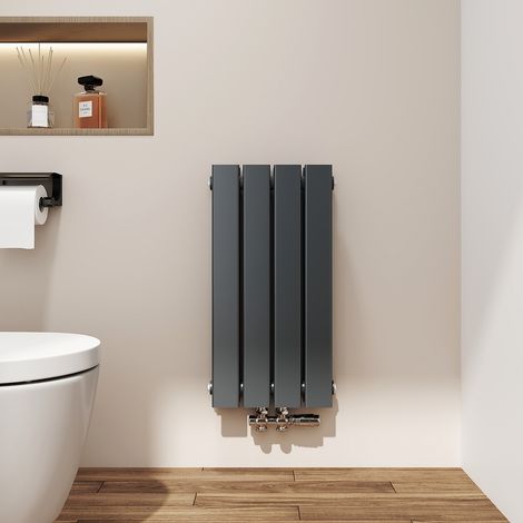 EMKE Heizkörper 600 x 300 mm Flach Heizkörper Klein Design Paneelheizkörper , Vertikal Doppellagig, Mittelanschluss, 446W Anthrazit