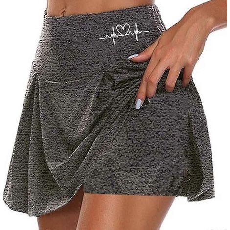 Jupes de tennis, de golf et de yoga pour femmes, poches latérales, 2 en 1, séchage rapide, pour le yoga, le fitness et la salle de sport, motif cœur, n° 1, n° 2, n° 3, vêtements de sport extensibles-L (1/3)