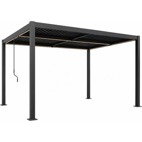 Pérgola bioclimática con iluminación LED, 4 x 3 m, estructura de aluminio y lamas orientables CORFU