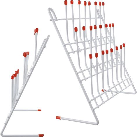 Séchoir pour Laboratoire de Chimie en Métal Rouge et Blanc, Support Pratique et Finition Soignée, Égouttoir à Tubes à Essai pour Usage en Laboratoire (1/5)
