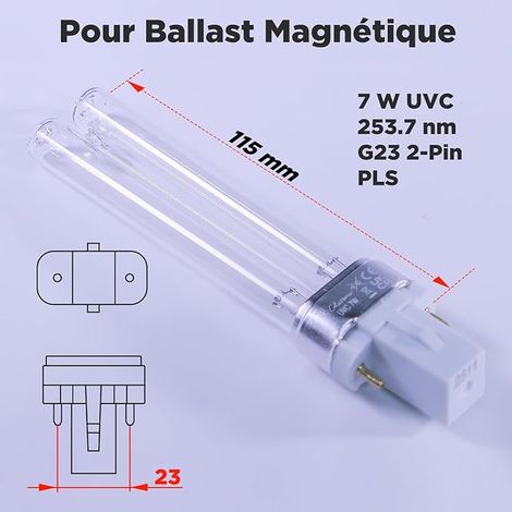 G23 PL-S Replacement T-UV Lamp for Inductive Ballast - Compatible with Pond Clarifier and UVC Filter - Treatment against Algae and Bacteria (1/4)