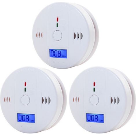 10 Year Life Carbon Monoxide Alarm,Digital Display CO Detector,Battery powered(3-pack)