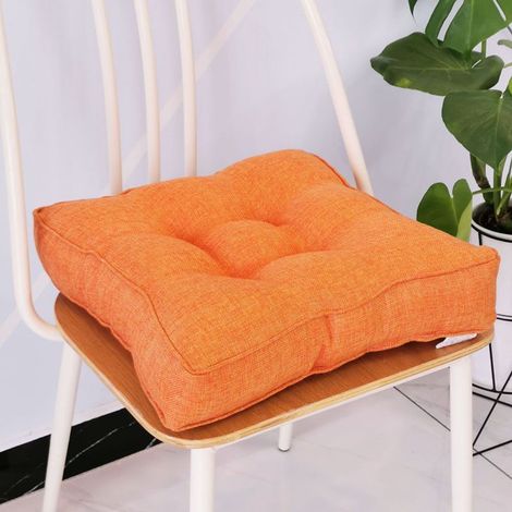 VHV - Cuscino per sedia - Cuscino per seduta - Cuscino per sedia da giardino - Cuscino da pavimento - Cotone - Per uso interno ed esterno - Per sedie da pranzo - 45 x 45 x 10 cm - Arancione (1/5)
