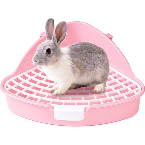 Toilettes pour Animaux, bac à litière pour Lapin Triangle Fixe Cage à Lapin bac à litière pour Chat bac à Sable pour Hamster bac à Sable de Salle de Bain d'angle pour Chinchillas (1/5)
