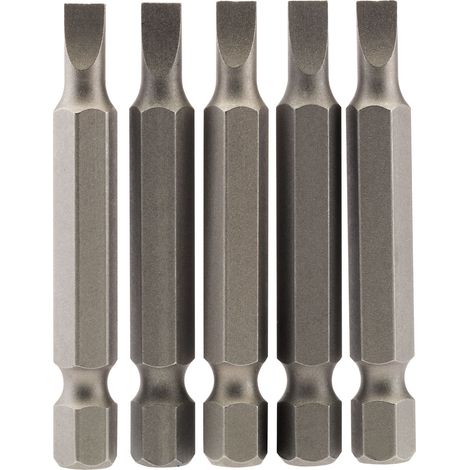 Draper 5-Piece 50mm and 4.5mm Plain Slot E-Shank Insert Bits Set – 1/4" Hex Drive (1/5)