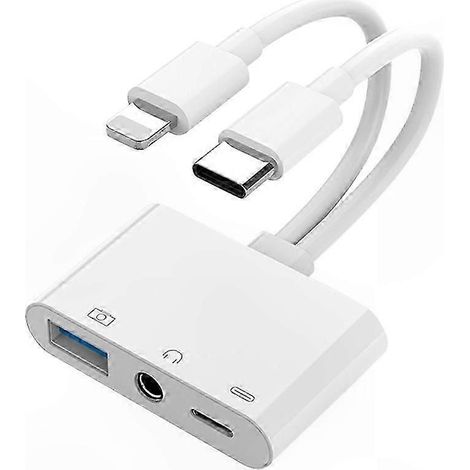 2-in-1 USB-C-auf-USB-A-Adapter mit 3,5-mm-Klinkenbuchse und Ladeanschluss, kompakter Multiport-Hub (1/5)