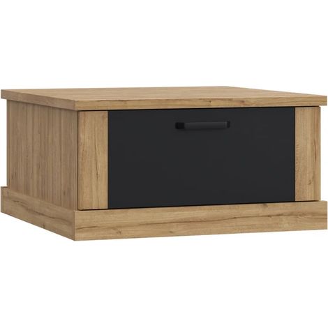Table basse carrée 85 cm 2 tiroirs décor chêne et noir mat - FARM (1/5)