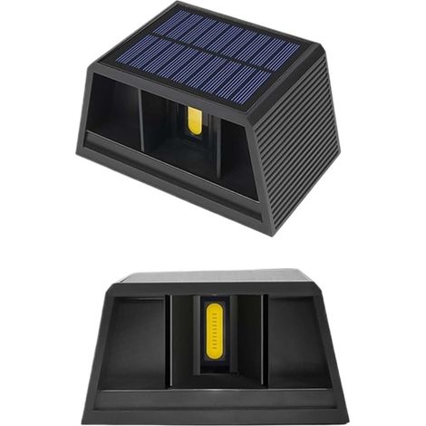 Lot de 2 lampes solaires d'extérieur pour jardin — Appliques murales solaires à lumière blanc chaud, angle de faisceau réglable — Décoration pour porte d'entrée