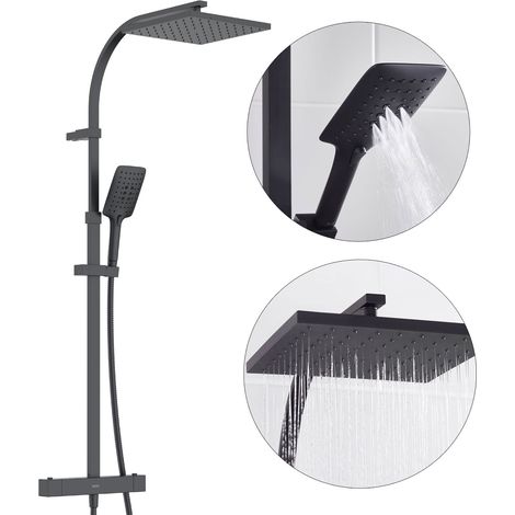 Bristan Quadrato Safe Touch Bar Shower Mixer Matt Black + Diverter Square (1/5)