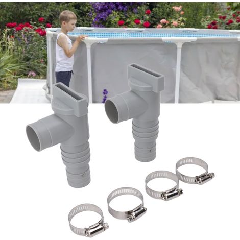 Válvula de drenaje de PVC para piscinas – Fácil instalación – Válvulas de pistón de repuesto – Compatible con conexiones de manguera de 32 mm – Paquete de 2 válvulas + 4 abrazaderas para manguera (1/5)