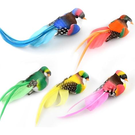 Oiseaux Artificiels Décoratifs Plumes Exterieur Ornements Colorés Réalistes Oiseau Mousse Oiseaux Figurines Artificielle DIY Maison Jardin (1/2)