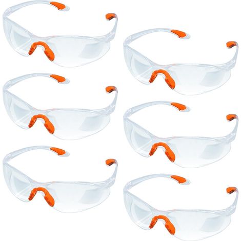 6PCS lunettes de sécurité, lunettes antibuée, lunettes de travail, équipement de sécurité enveloppant avec des lentilles transparentes et des pinces nez - oreilles en caoutchouc (1/5)