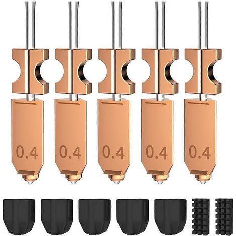 Verbessertes 0,4-mm-Hotend-Kit für Flashforge AD5X, 5 integrierte 0,4-mm-Düsen mit 5 Silikonkappen und 2 Düsenbürsten (1/5)
