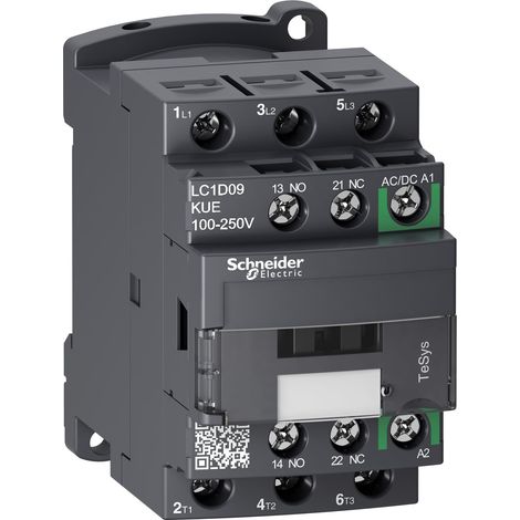 TeSys D Green contattore - 3P - = 440 V - 25 A AC-3 - 100...250 V AC/DC - LC1D09KUE