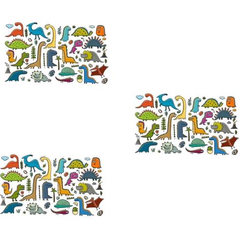 3 Pièces Autocollants Mural Dinosaures Cartoons pour Garçon Fille Décoration Murale Amovible pour Maison de Jeux (1/5)