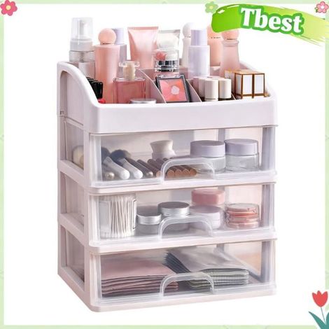 Tbest Boîte de rangement de maquillage avec tiroir de bureau Boîte de Rangement de Bureau, Support de Rangement pour meuble boite (1/5)